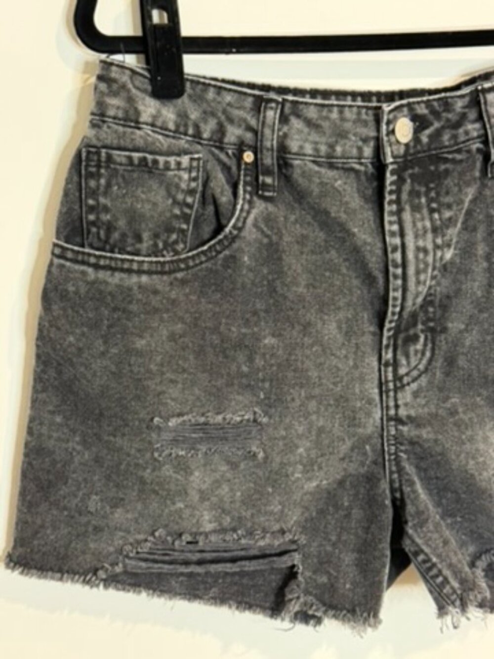 Refuge (11) Black Denim Shorts - Picture 3 of 11
